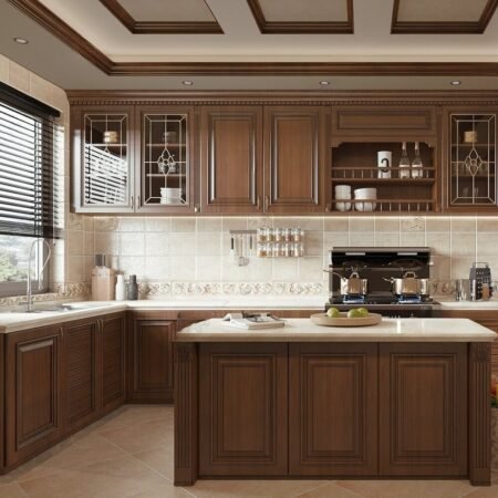 Styled Cabinets in Cherry Wood Colour